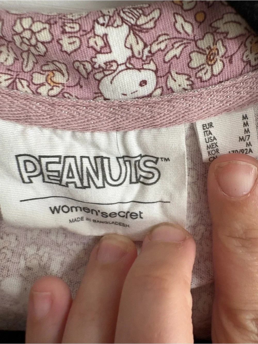 Peanuts women'secret Snoopy pajamas sleepwear pink floral comfy cozy M - Picture 6 of 9